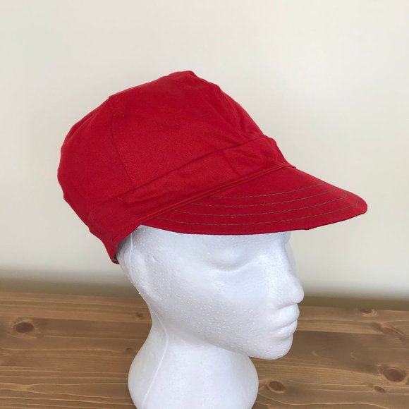 Vtg Kromer Red & Green Farmer Hat Stockmans Welding Cap Union Made Large 7-5/8 - Picture 6 of 8